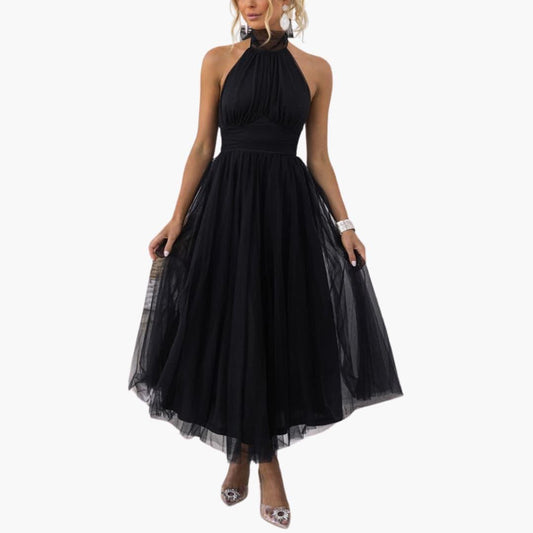 Women's Tulle Dress with Halter Neck – Elegant Party Dress