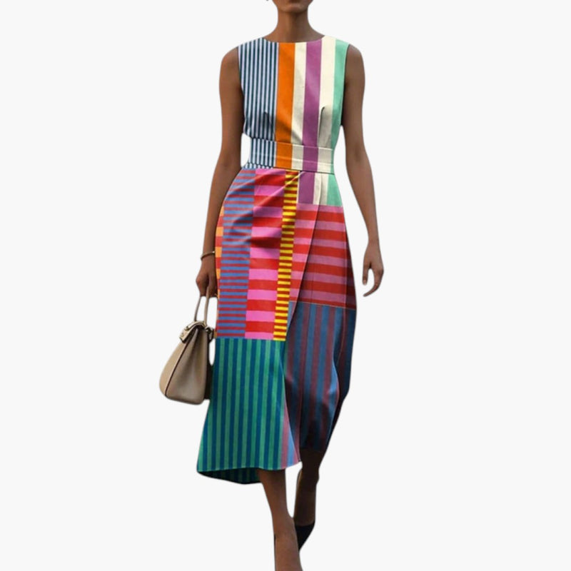 Women's Dress with Geometric Pattern and Structured Fit