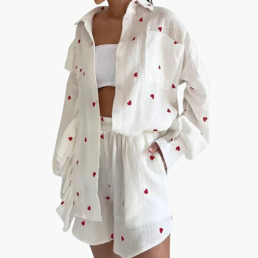 Women’s Floral Long Sleeve Shirt Dress with Ruffle Trim and Button Front