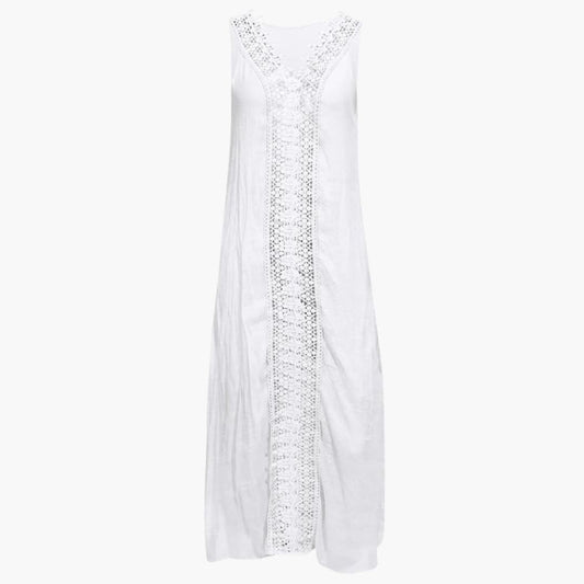 Women’s Maxi Dress with Lace Trim and Side Slits