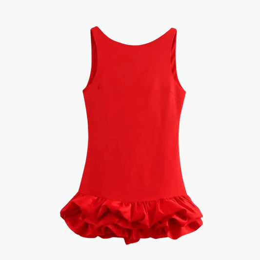 Women’s Mini Dress with Ruffled Hem and Defined Waist