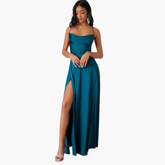 Women’s Sleeveless Maxi Dress with Braided Back Detail and Round Neck