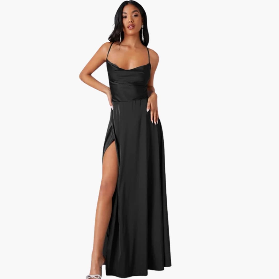 Women’s Sleeveless Maxi Dress with Braided Back Detail and Round Neck