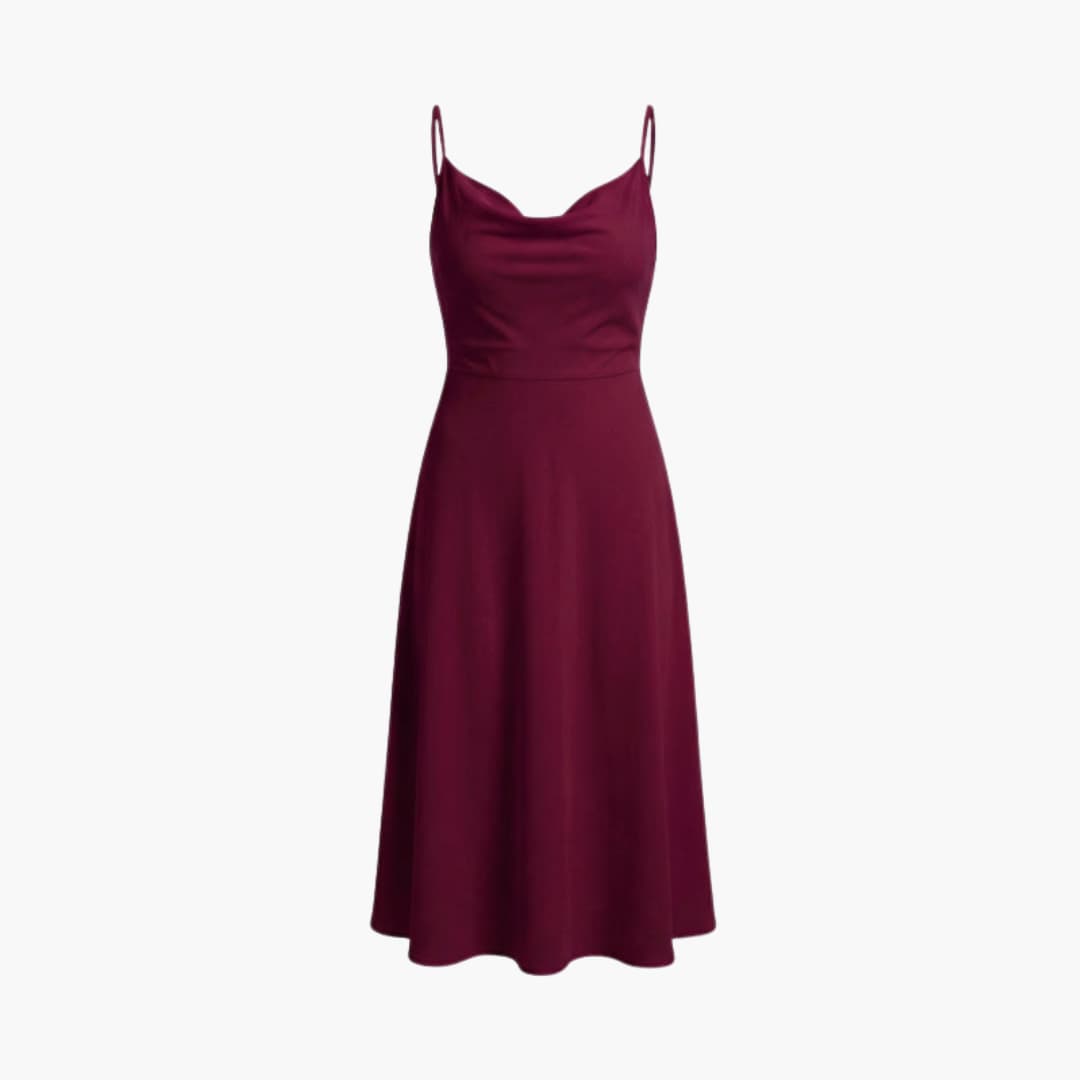 Women’s Square Neck Maxi Dress with Back Lace - Up Waist