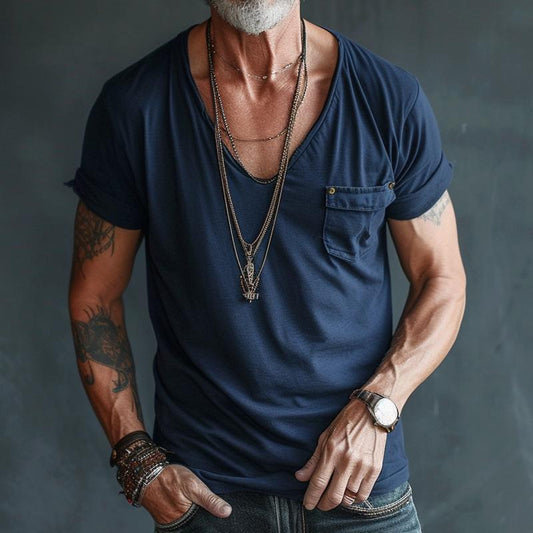 Jeffrey | Men's V-Neck Pocket T-Shirt