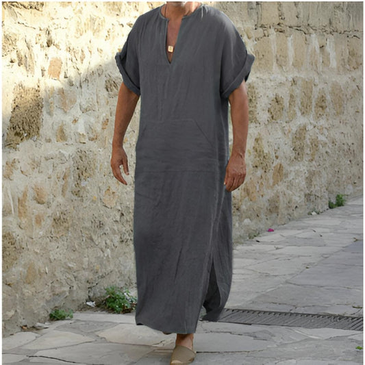 Max | Men's V-Neck Side Slit Long Shirt