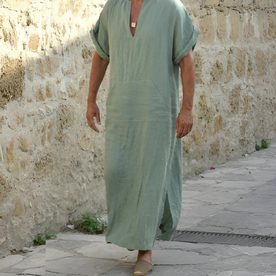 Max | Men's V-Neck Side Slit Long Shirt
