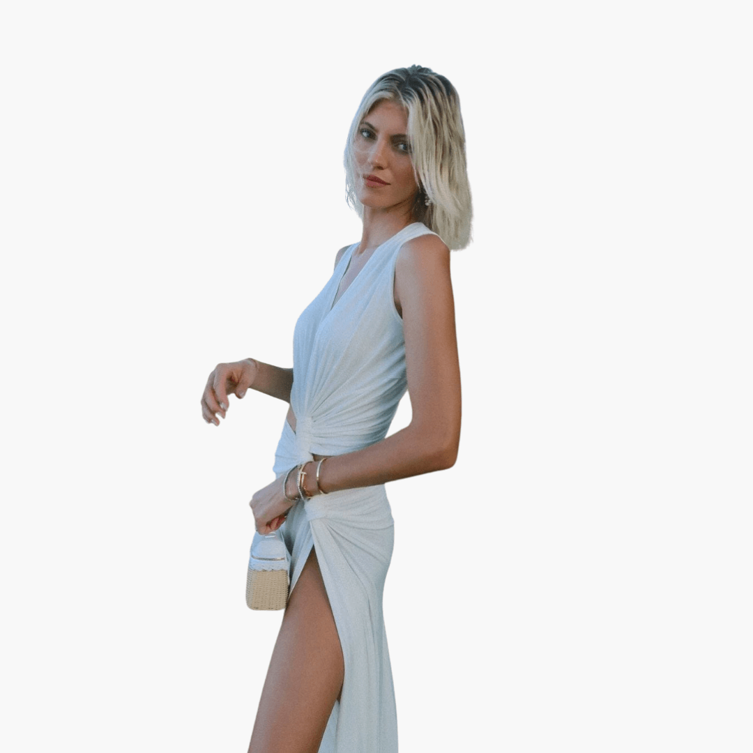 Summer Dress for Women – Cut-Out, V-Neck, Side Slit