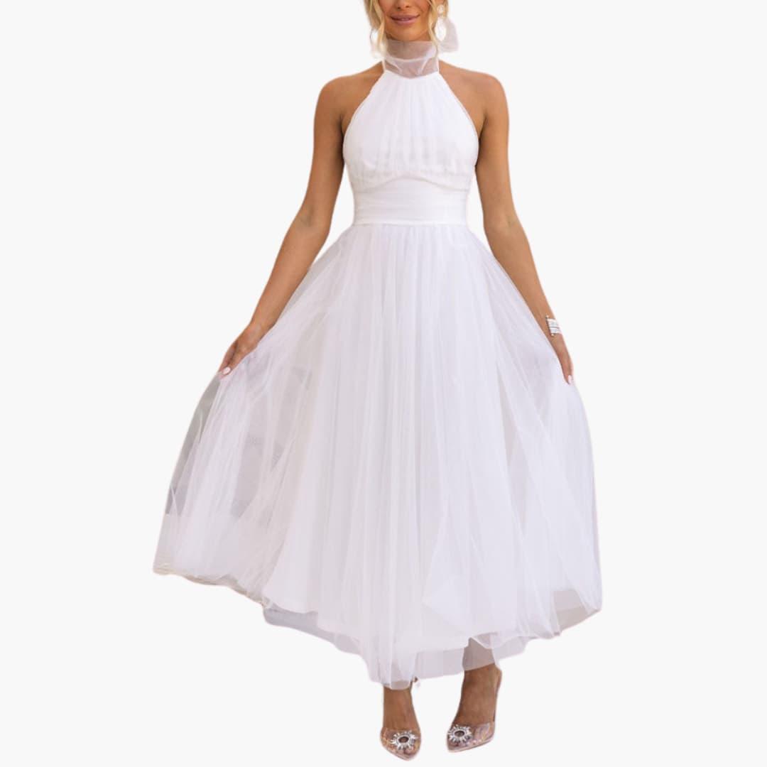 Women's Tulle Dress with Halter Neck – Elegant Party Dress