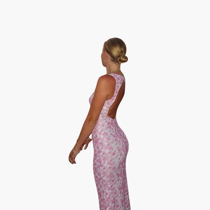 Lace Maxi Dress - Women's Style with V-Neck and Elegance