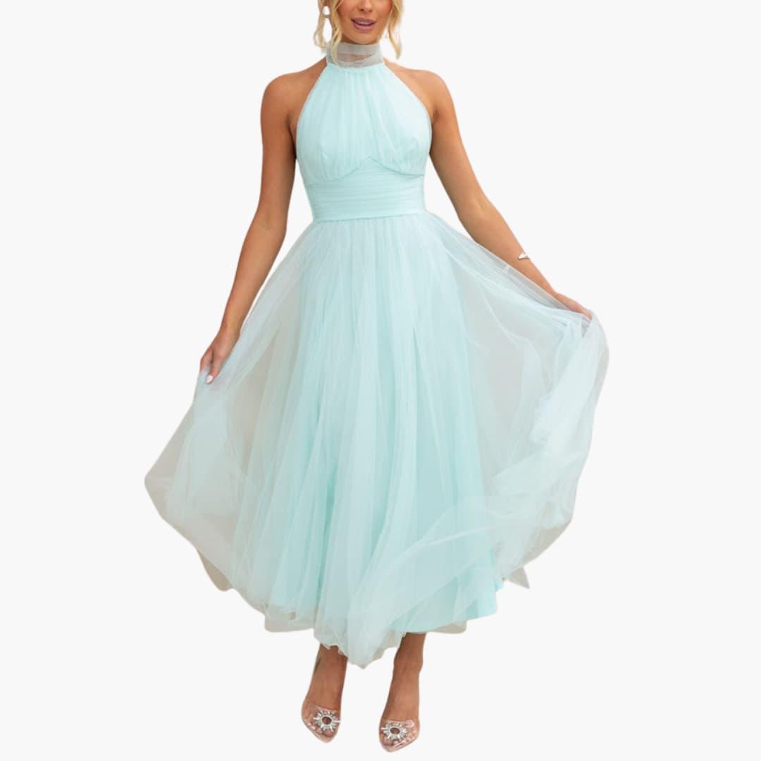 Women's Tulle Dress with Halter Neck – Elegant Party Dress
