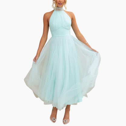 Women's Tulle Dress with Halter Neck – Elegant Party Dress
