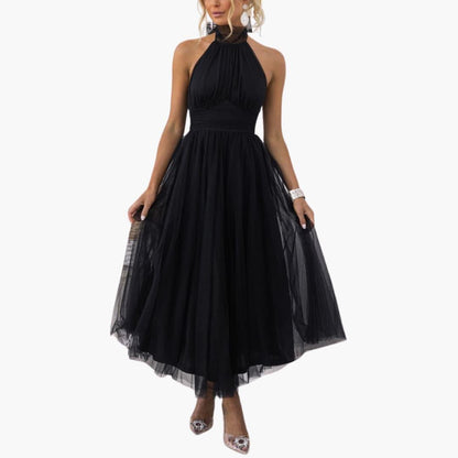 Women's Tulle Dress with Halter Neck – Elegant Party Dress