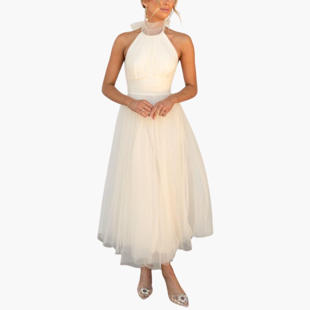 Women's Tulle Dress with Halter Neck – Elegant Party Dress
