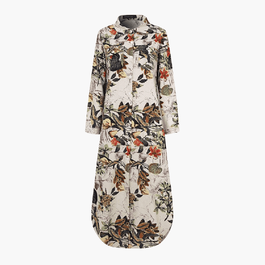 Floral Maxi Dress for Women with Button Placket – Long Dress