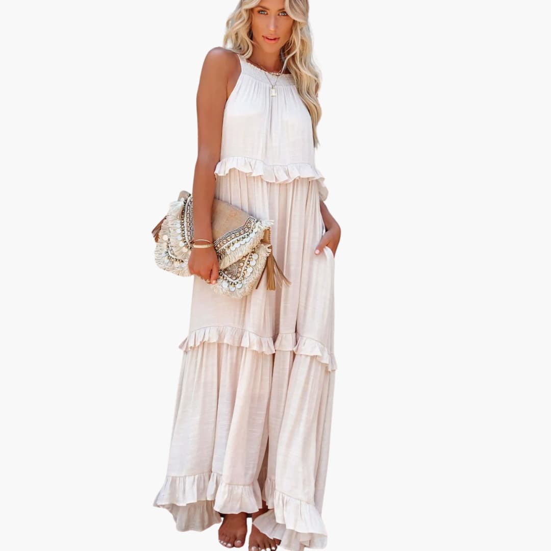Maxi Dress Layers - Ruffle Dress for Women, Elegant & Airy