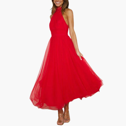 Women's Tulle Dress with Halter Neck – Elegant Party Dress