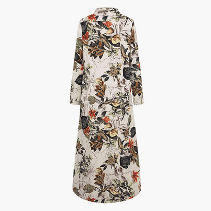Floral Maxi Dress for Women with Button Placket – Long Dress