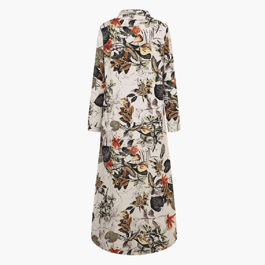 Floral Maxi Dress for Women with Button Placket – Long Dress