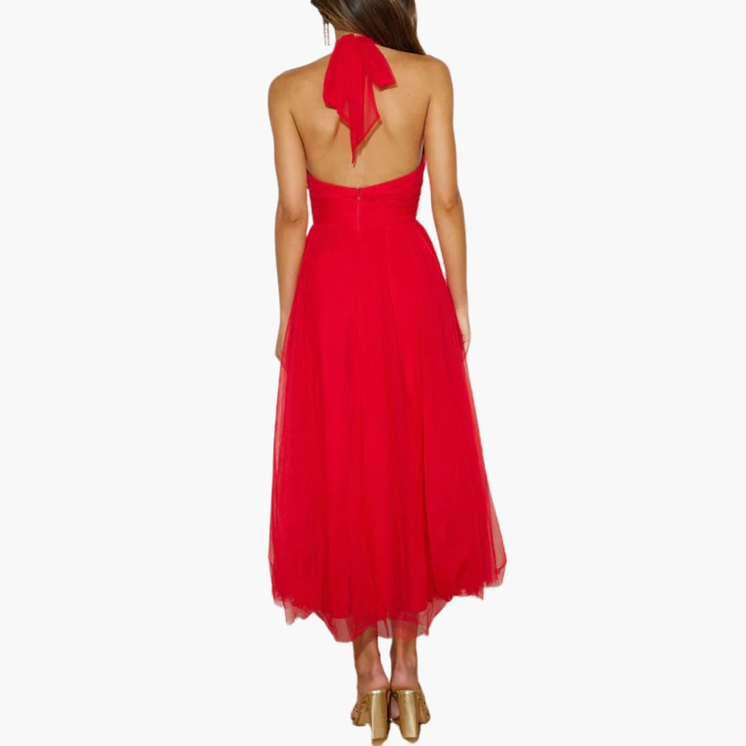 Women's Tulle Dress with Halter Neck – Elegant Party Dress