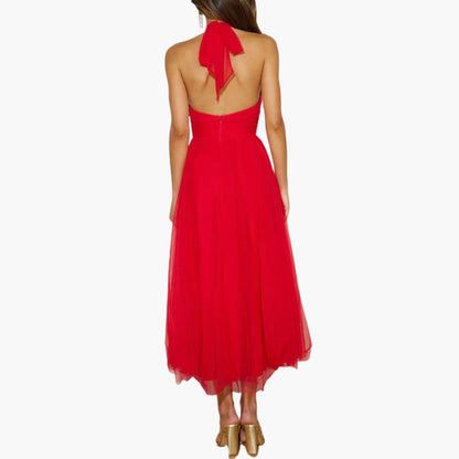 Women's Tulle Dress with Halter Neck – Elegant Party Dress