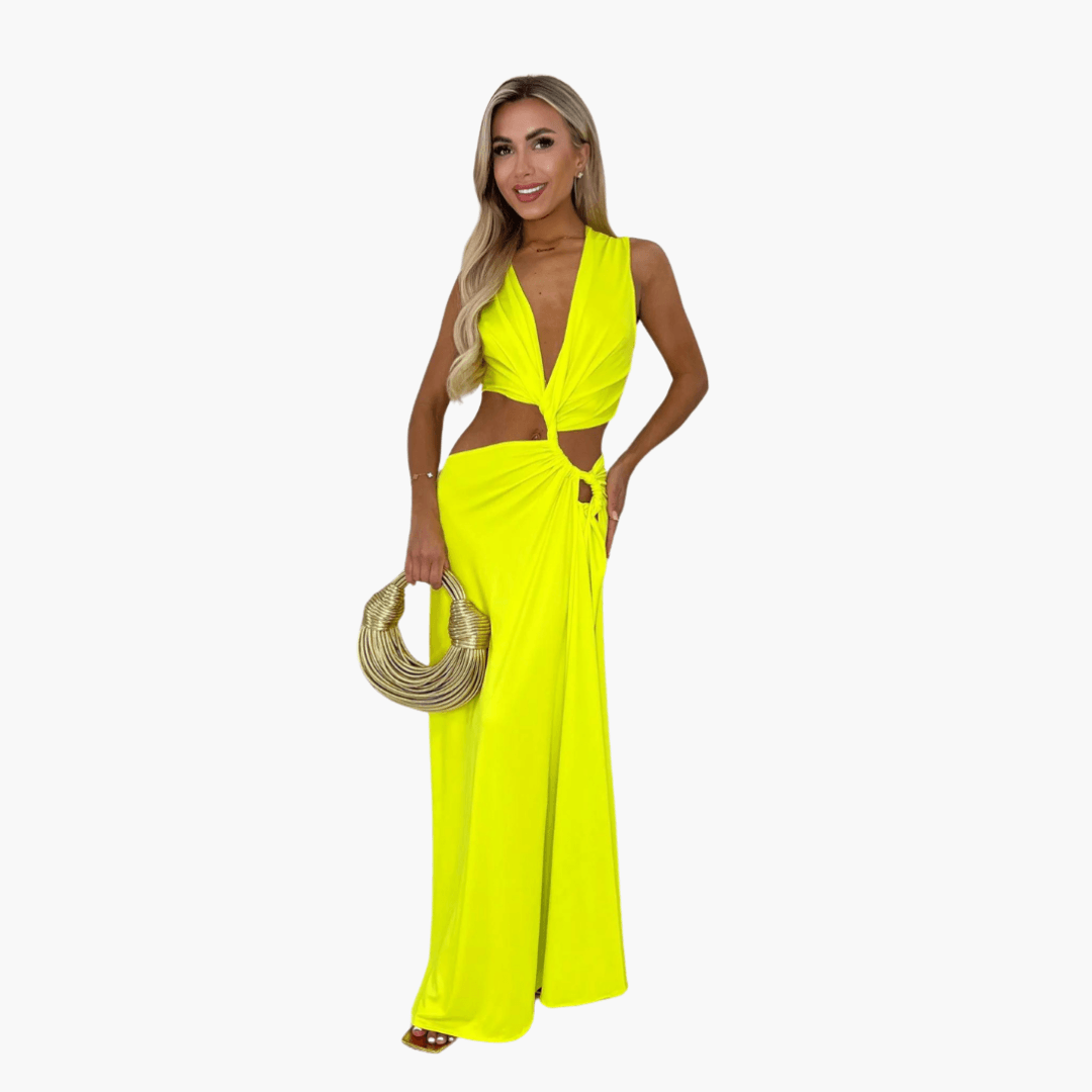 Summer Dress for Women – Cut-Out, V-Neck, Side Slit