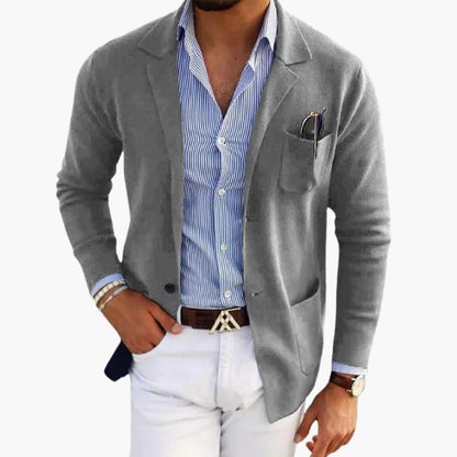 Men’s Knit Blazer with Lapel Collar and Closure