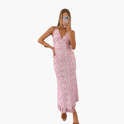 Lace Maxi Dress - Women's Style with V-Neck and Elegance