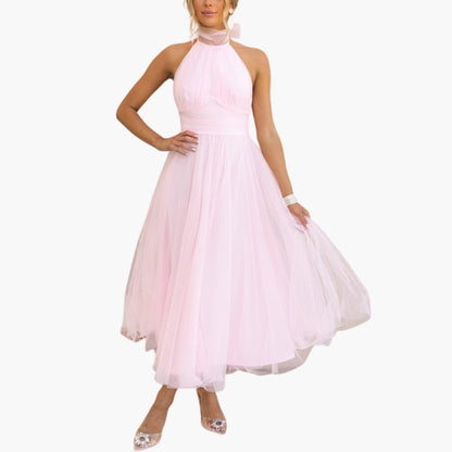 Women's Tulle Dress with Halter Neck – Elegant Party Dress