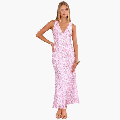 Lace Maxi Dress - Women's Style with V-Neck and Elegance
