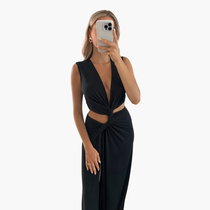 Summer Dress for Women – Cut-Out, V-Neck, Side Slit