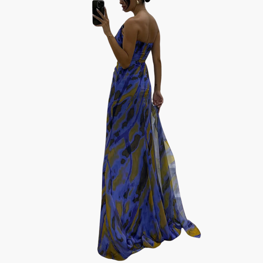 Women One Shoulder Maxi Dress with Flowing Silhouette