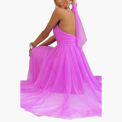 Women's Tulle Dress with Halter Neck – Elegant Party Dress