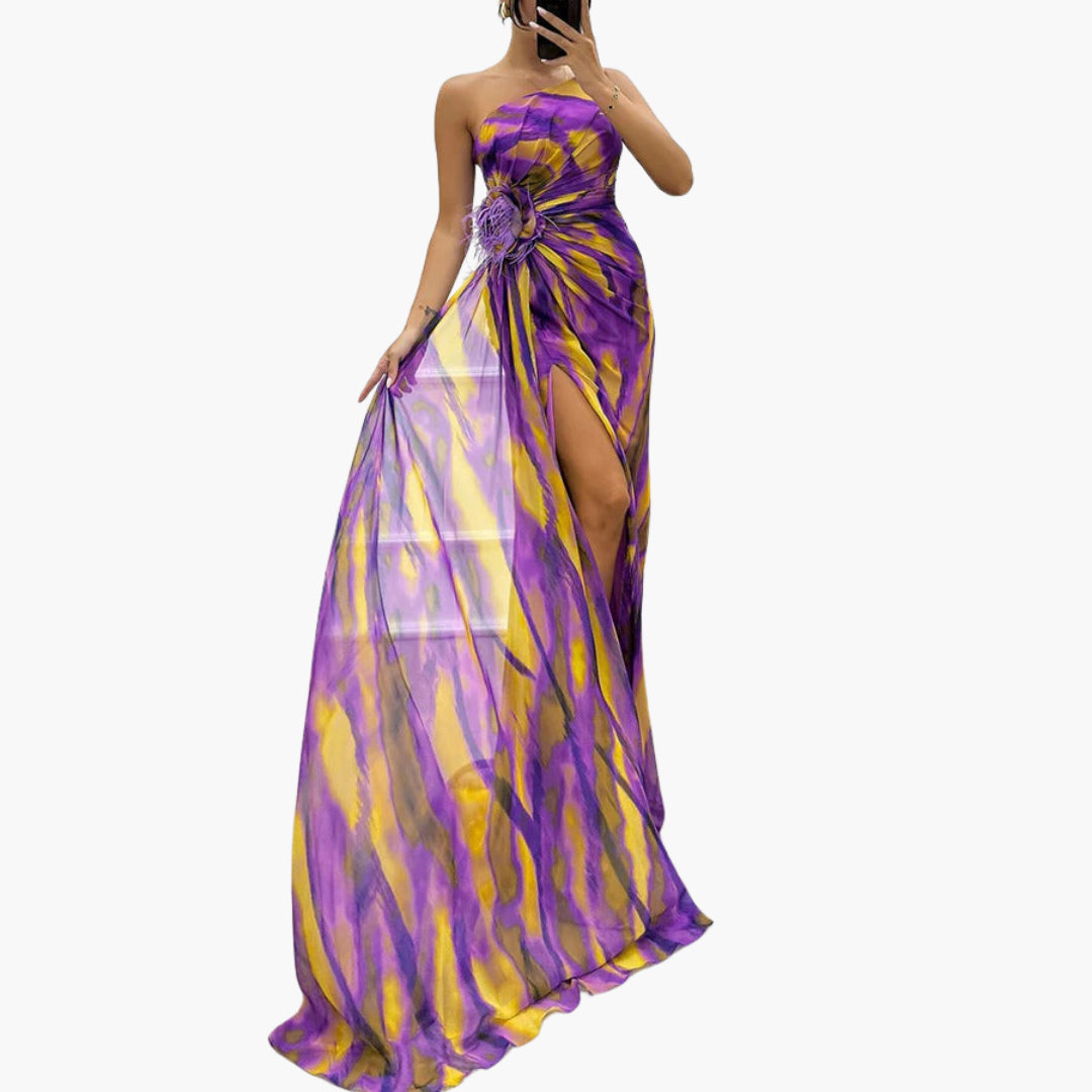Women One Shoulder Maxi Dress with Flowing Silhouette