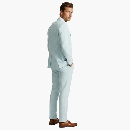 Men's Summer Suit Two-Piece with Pinstripes and Slim Fit
