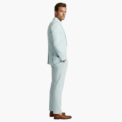 Men's Summer Suit Two-Piece with Pinstripes and Slim Fit