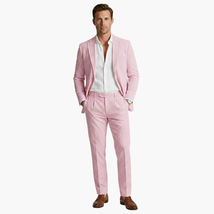 Men's Summer Suit Two-Piece with Pinstripes and Slim Fit