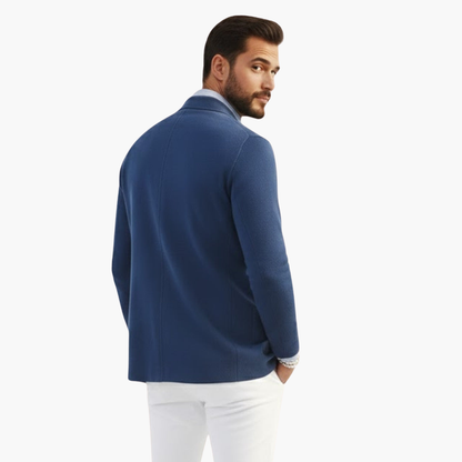 Men’s Knit Blazer with Lapel Collar and Closure