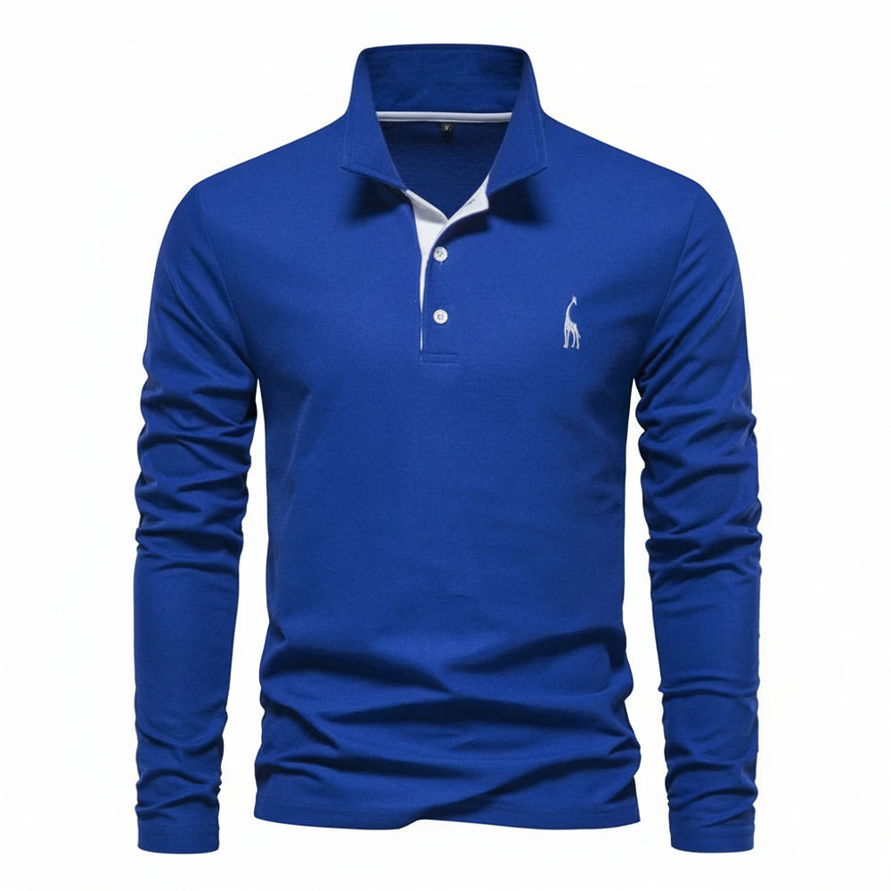 Slim Fit Long Sleeve Polo Shirt for Men