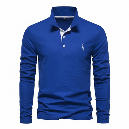 Slim Fit Long Sleeve Polo Shirt for Men