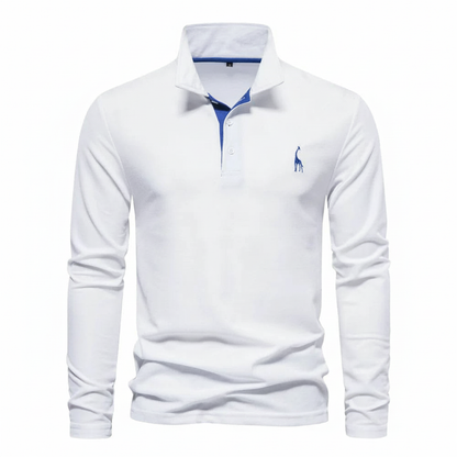 Slim Fit Long Sleeve Polo Shirt for Men