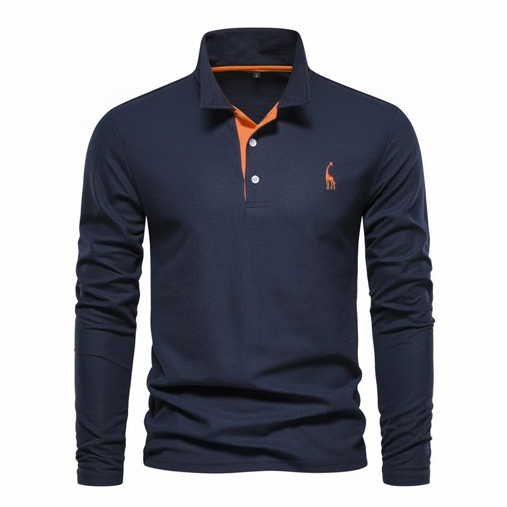 Slim Fit Long Sleeve Polo Shirt for Men