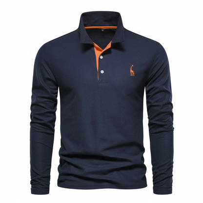 Slim Fit Long Sleeve Polo Shirt for Men