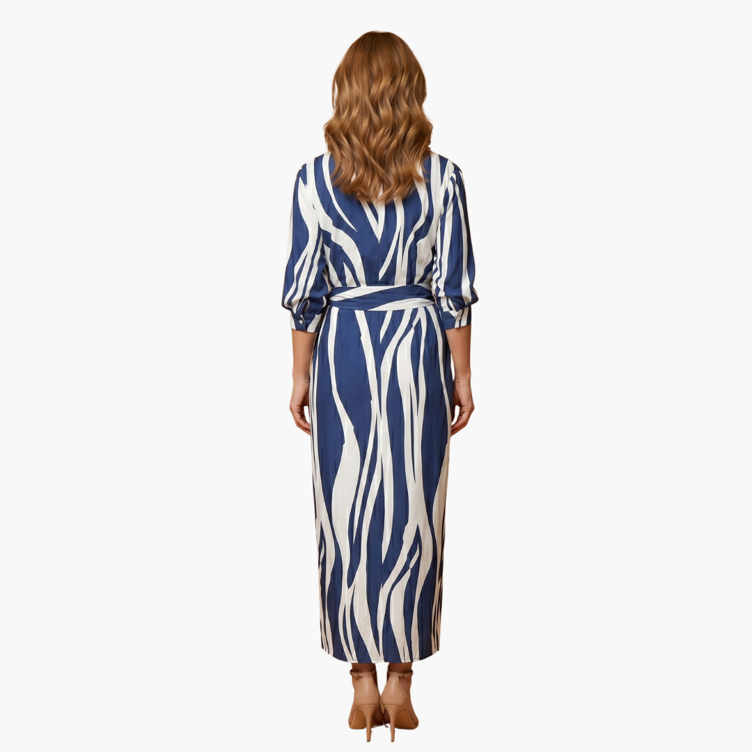 Striped Shirt Dress – Women's Maxi Dress Made of Cotton