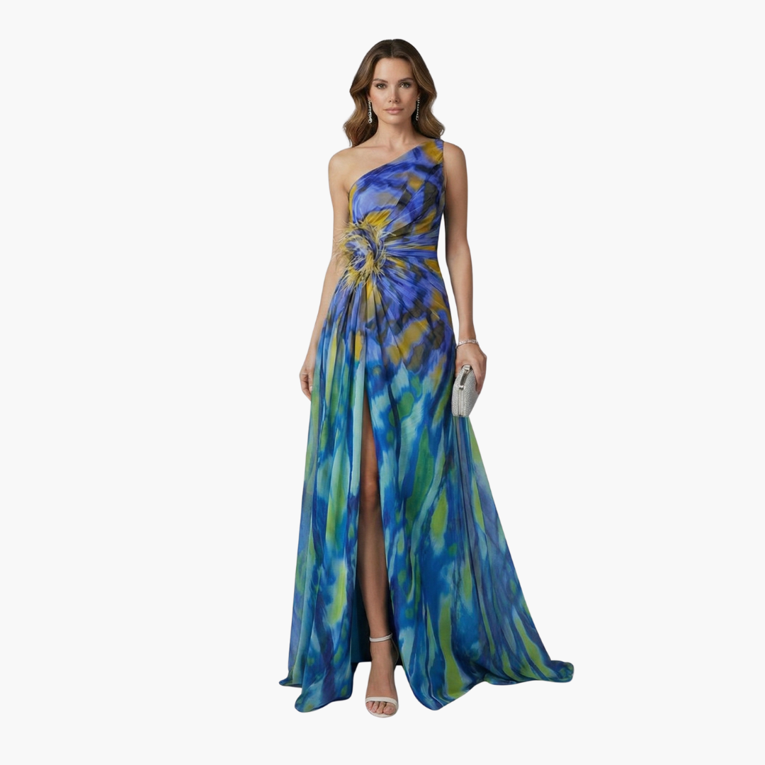 Women One Shoulder Maxi Dress with Flowing Silhouette