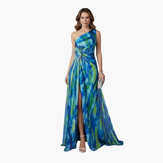 Women One Shoulder Maxi Dress with Flowing Silhouette