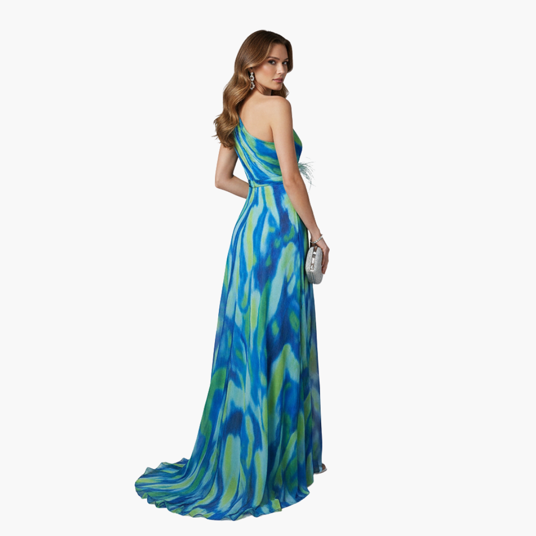 Women One Shoulder Maxi Dress with Flowing Silhouette