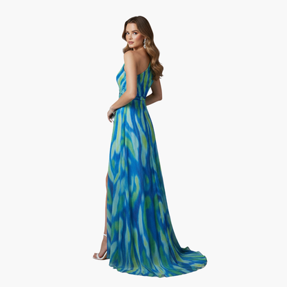 Women One Shoulder Maxi Dress with Flowing Silhouette