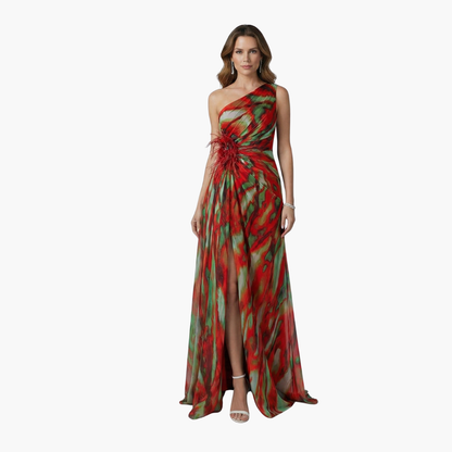 Women One Shoulder Maxi Dress with Flowing Silhouette
