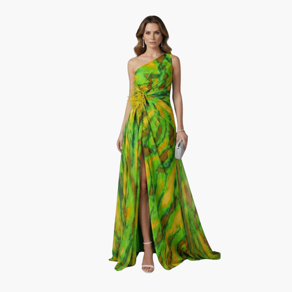 Women One Shoulder Maxi Dress with Flowing Silhouette